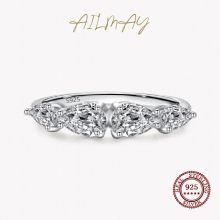 Water Drop Shape Emerald Cut Clear Zircon Rings For Women Classic Romantic 925 Sterling Silver Jewelry