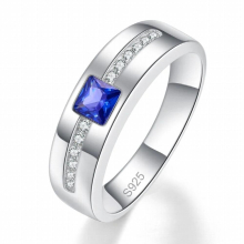 Sliver Rings S925 Sterling Sliver CZ Sapphire Engagement Wedding Ring Fine Jewelry Gift