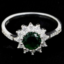 12x11mm Anniversary Jaza 2.6g Real Green Emerald CZ For Ladies Engagement 925 Solid Sterling Silver Rings