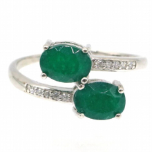 15x12mm 2.65g Real Green Emerald CZ Gift For Mother Daily Wear 925 Solid Sterling Silver Rings 8.0