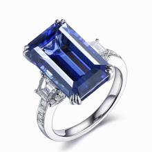 Square crystal sapphire gemstones diamonds rings for women silver jewelry bijoux bague party