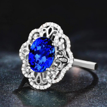 Vintage carving sapphire gemstones crystal zircon diamonds rings for women royal jewelry silver bague