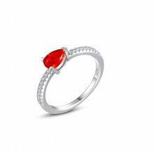 LAYA 925 Sterling Silver Pear Shaped Charm Sparkling Opal Finger Ring Female Jewelry For Women Accessories