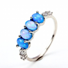 Fire Opal Engagement Ring Single Row Small Oval Stone Ring Dainty Silver Wedding Rings For Women Boho Jewelry