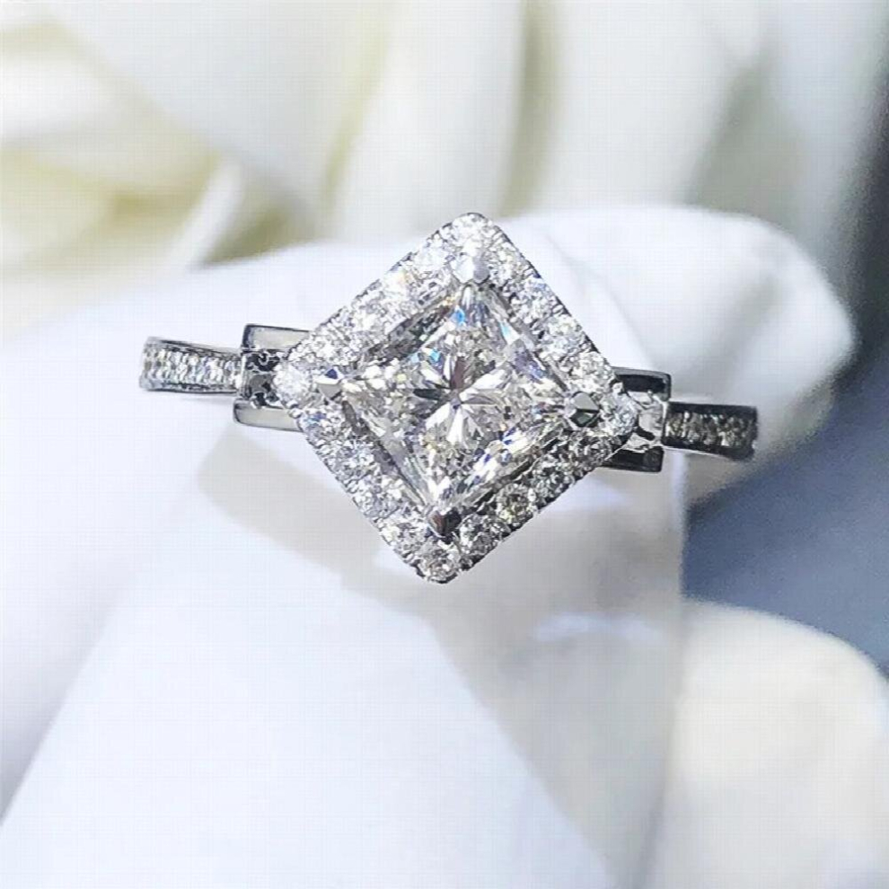 Huitan Newly Square Shaped CZ Rings Modern Womens Finger Accessories High-quality Silver Wedding Bands Jewelry-image-OPC-PCVXBQX-NEW