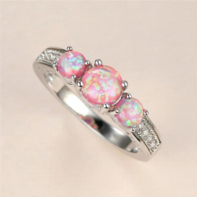 Dainty Female Purple Opal Stone Ring Charm Silver Thin Wedding Rings For Women Vintage Bride Round Engagement Ring