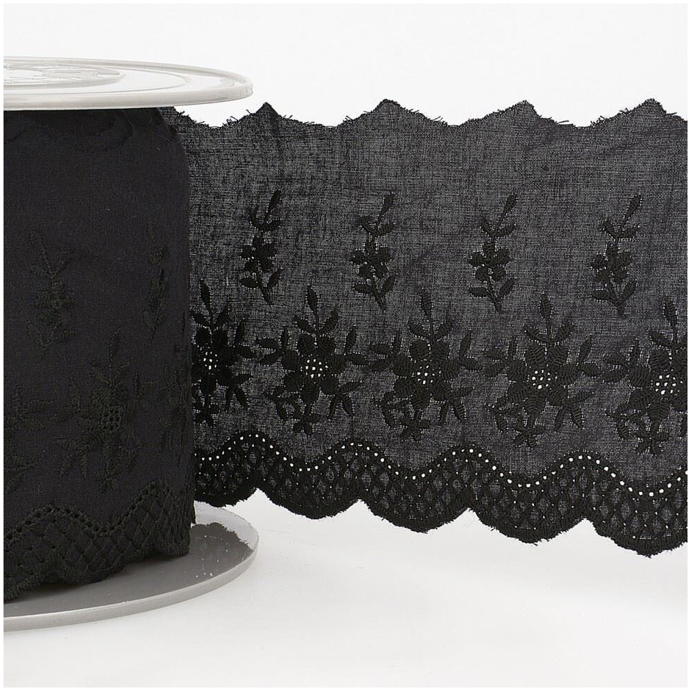 Stephanoise 85mm Eyelet Lace Trim Black - per metre-image-OPC-PCVXBHQ-NEW