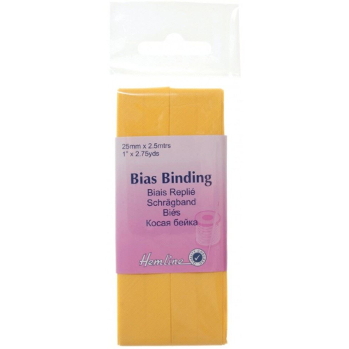 Hemline 25mm Polycotton Bias Binding Tape Lemon Yellow