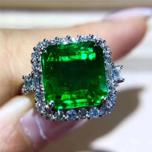 Sucao Square Cut Emerald Engagement Cubic Zirconia Rings For Women Vintage Zircon Adjustable Ring Anniversary Bridal Jewelry