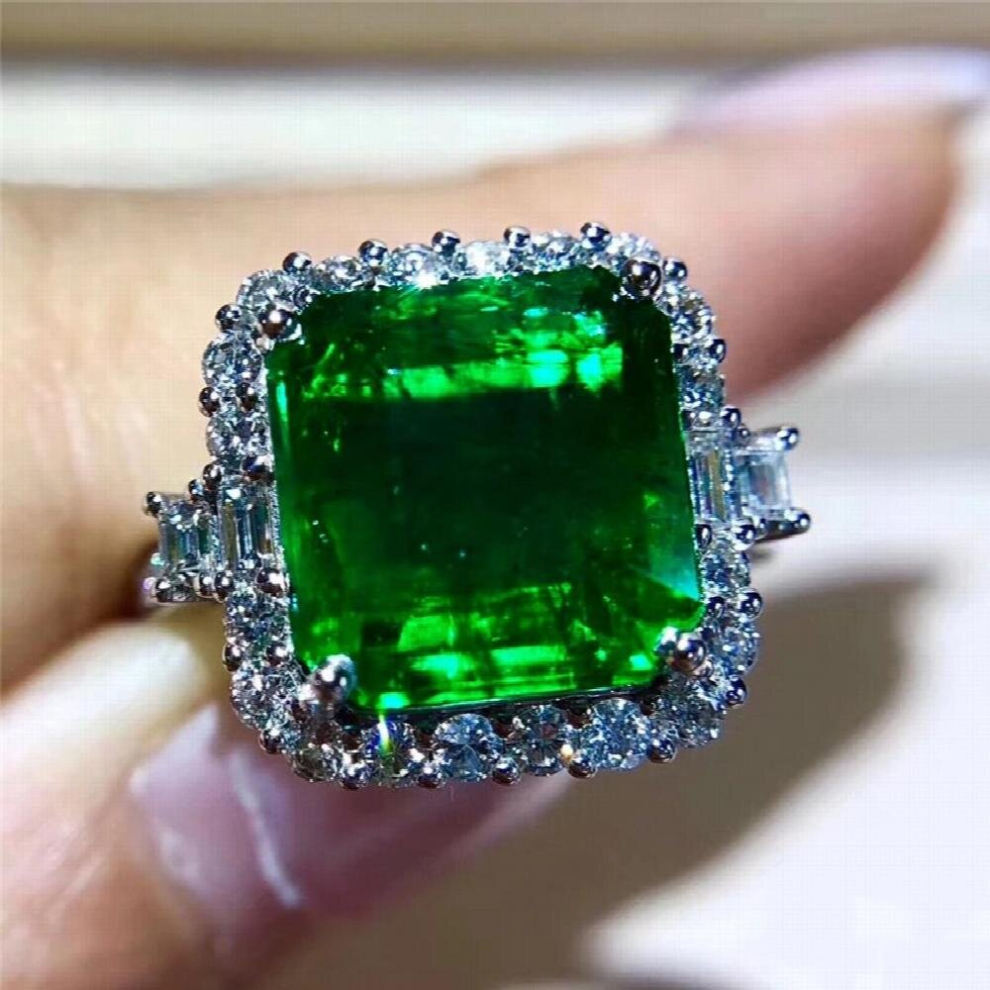 Sucao Square Cut Emerald Engagement Cubic Zirconia Rings For Women Vintage Zircon Adjustable Ring Anniversary Bridal Jewelry-image-OPC-PCVXC7M-NEW