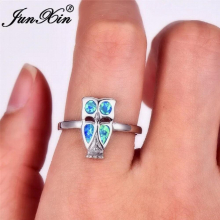 Owl Rings For Women Men Silver Round Pear Fire Opal Ring Female Male Wedding Bands Party Finger Ring Jewelry