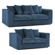 (Blue) Luxor Colourful Jumbo Cord Sofa Set Suite 3 + 2
