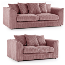 (Pink) Luxor Colourful Jumbo Cord Sofa Set Suite 3 + 2