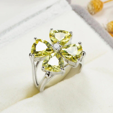 Cubic Zirconia Wedding Rings Silver Green Opal Crystal Ring Gift for Women Geometric Party Jewelry