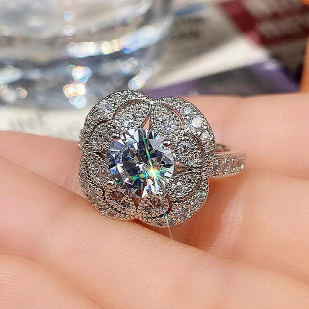 Huitan Crystal Cubic Zirconia Ring Wedding Accessories for Women High-quality Silver Engagement Rings Jewelry-image-OPC-PCVXCNM-NEW