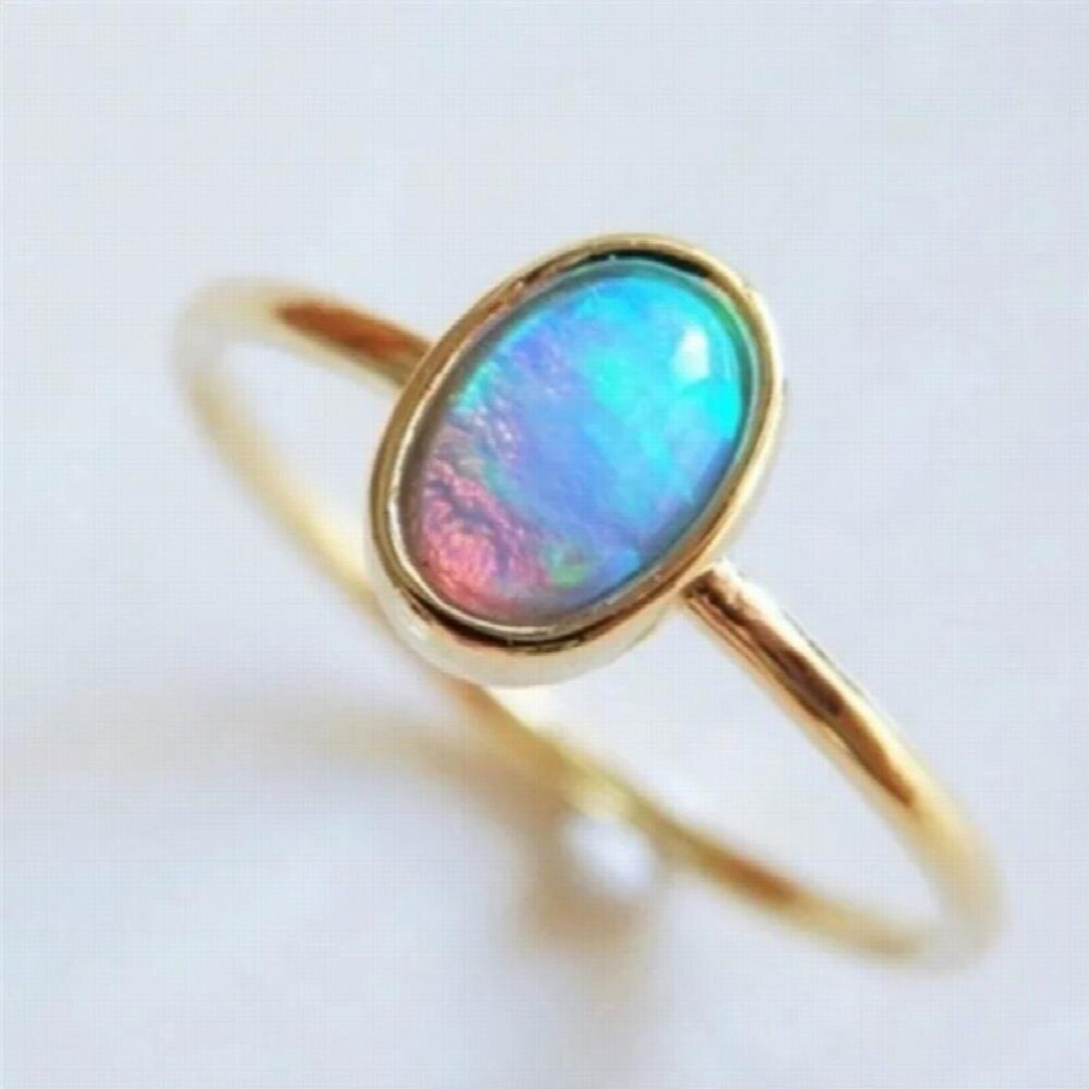 Created Oval Pink Opal Ring Romantic Gift Minimalist Thin For Women Engagement Ring Wedding Banquet Jewelry-image-OPC-PCVXCTN-NEW