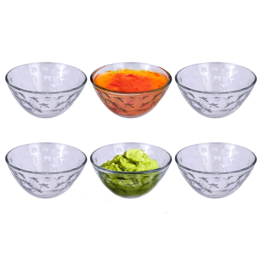Glass Dip Bowls Sauce Ramekins Pots 6pc Small Condiment Serve Stacking