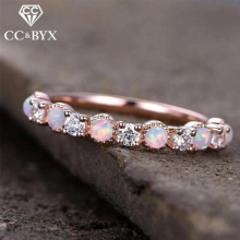 CC Jewelry Rings For Women Cubic Zirconia Opal Round Stone Bridal Wedding Engagement Tail Ring Drop CC2249