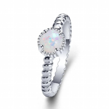 Round Opal Stone Thread Ring for Women Vintage Ring Woman Stainless Steel Party Wedding Gift Jewelry Anillos