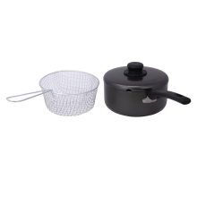 (8 inch) Non Stick Chip Pan Deep Fat Fryer Basket Lid Fry