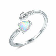 Classic Heartd Rings Created ?Fire Opal Womens Rings Cubic Zirconia Adjustable Wrap Ring Jewelrys