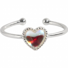Temperament Silver Romantic Opal Stone Love Heart Rings for Women Adjustable Open Finger Ring Fine Jewelry