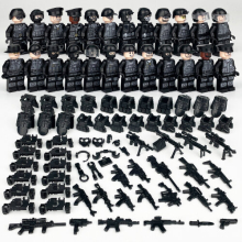 (Style B 24pcs) Military Soldiers Black SWAT Jeeps Minifigures Toys Fit Lego