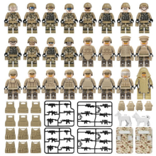 (Style E 24pcs) Military Soldiers Black SWAT Jeeps Minifigures Toys Fit Lego