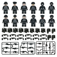 (Style F 12pcs) Military Soldiers Black SWAT Jeeps Minifigures Toys Fit Lego