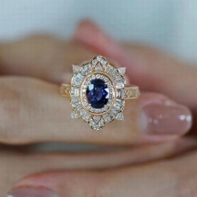 Vintage Antique Rings for Women Yellow Simulation Sapphire Cocktail Ring Wedding Engagement Finger Jewelry