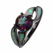 Charming Fire Opal Ring Colorful Sappjire Men Women Rainbow Jewelry Filled Engagement Rings Bijoux Femme RB0276