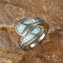 Female Fire Opal Stone Ring Boho Silver Ring Jewelry Vintage Wedding Engagement Rings For Women