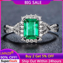Square Emerald Ring Style Finger Rings Engagement Wedding Tibetan Silver Jewelry For Girl