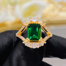 Classic retro emerald square womans ring Banquet Princess Opening Adjustable Ring Accessories of Zambian goddess women
