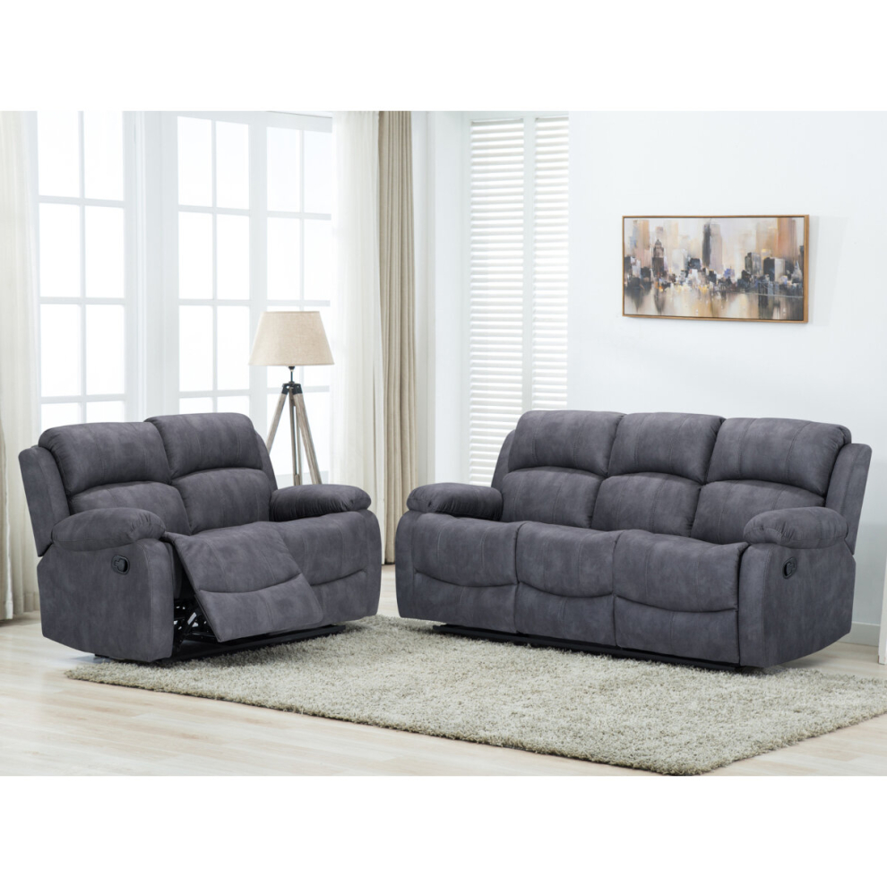 Alaska 3 + 2 Fabric Reclining Sofas Grey Recliner