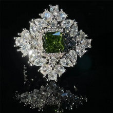 Delicate Vintage Princess Cut Simulation Emerald Ring Silver Ladies Wedding Band Ring Green Zircon FingerRings