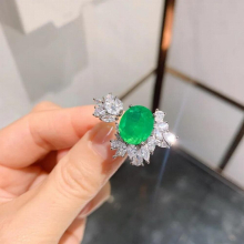 Retro Paraiba Simulation Emerald Open Rings Silver CZ Inlay Ladies Wedding Bridal Ring Promise Jewelry