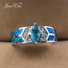 Boho Women Fire Opal Stone Ring Silver Filled Jewelry Vintage Wedding Rings For Women