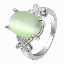 Seanlov Rings Jewelry Butterfly Silver Cubic Zirconia Wedding Light Green Fire Opal Rings For Women Gift