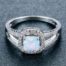 Boho Female Fire Opal Ring Silver Engagement Ring Vintage Silver Wedding Rings For Women