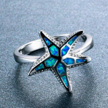 Female Fire Opal Ring Vintage Starfish Animal Wedding Rings For Women Promise Love Engagement Ring