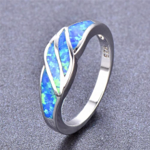 Female Fire Opal Stone Ring Unique Silver Finger Ring Promise Wedding Engagement Rings For Women