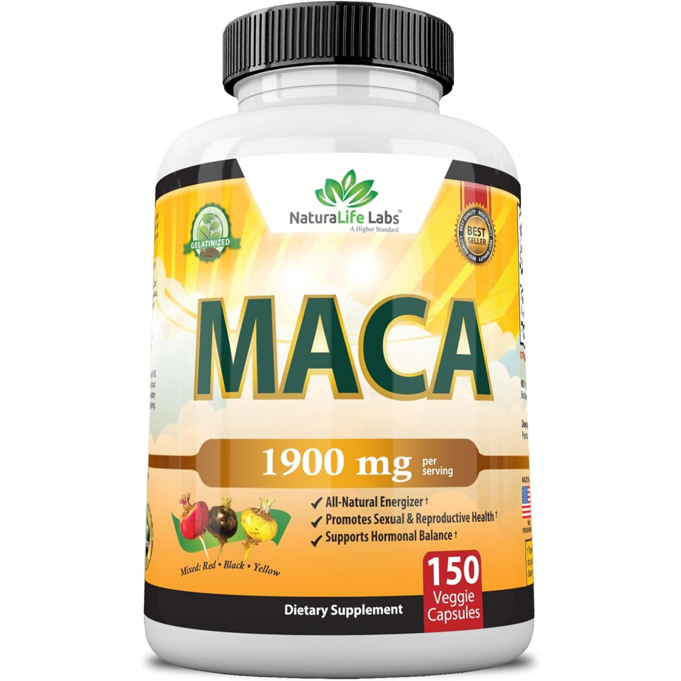 Organic Maca Peruvian Root 1900 MG - 150 Vegan Capsules by Naturalife