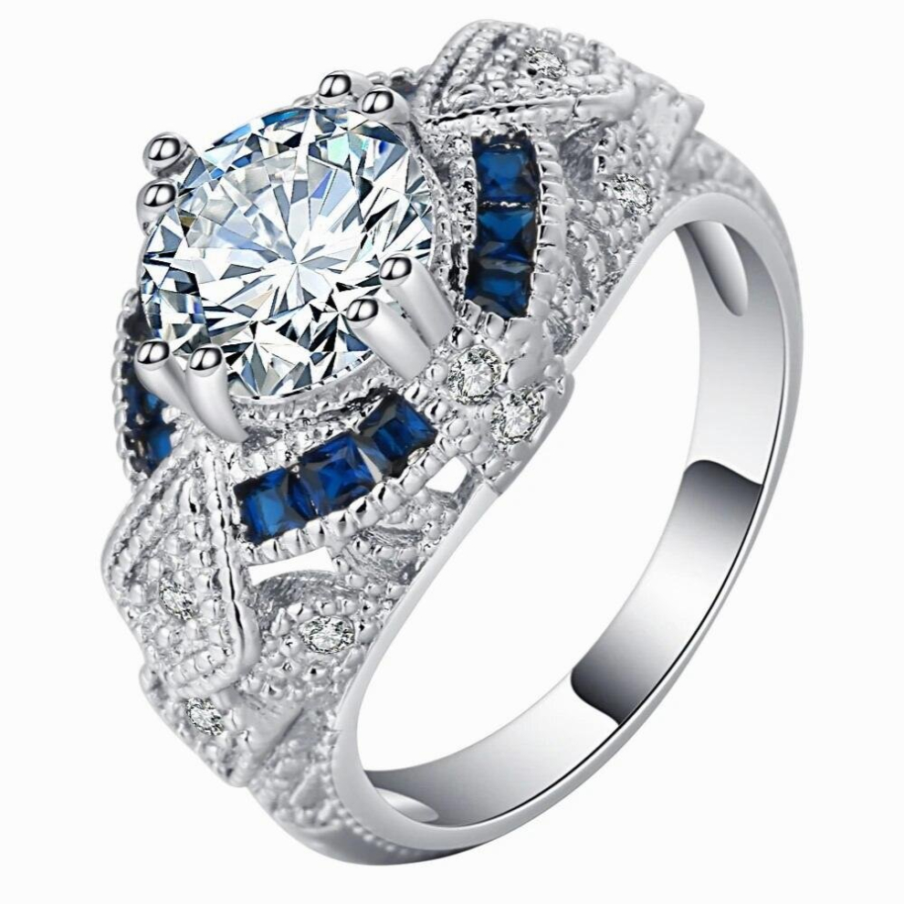 Silver Bridal Set Ring for Women with Paved Micro Zircon Crystal Wedding Jewelry Size 6-10-image-OPC-PCVXKCC-NEW