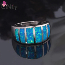 Created Fire Opal Rings Silver Plated Party Wedding for Women Jewelry Christmas Female Couple Ring Size 6-9