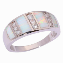 Created Fire Opal Rings With Cubic Zirconia Silver Plated Jewelry Ring For Women Wedding Party Size 6 -11
