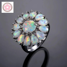 JZ0111 Flower Fire Opal Jewelry For Women Wedding Ring