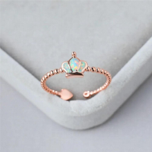 Female Fire Opal Ring Rose Silver Adjustable Rings For Women Love Crown Heart Wedding Engagement Ring