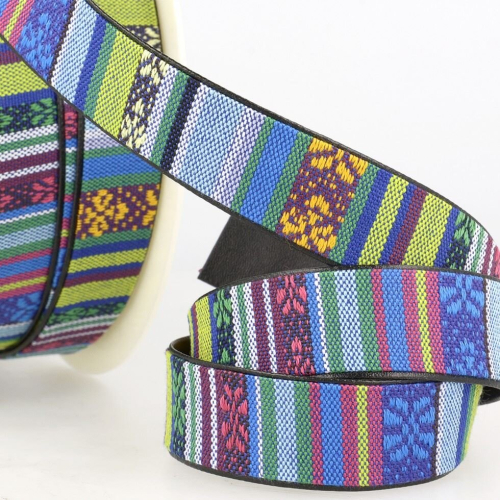 Stephanoise 15mm Faux Leather Lined Webbing Multi 6 - per metre