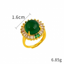 24K Wedding womens Ring Sparkling Emerald rhinestone crystal Engagement forefinger vintage Jewelry
